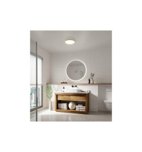 Lampa sufitowa Plafon okrągły NOXY NORDLUX 1x17W LED Biały Tworzywo zamontowana w nowoczesnej łazience.