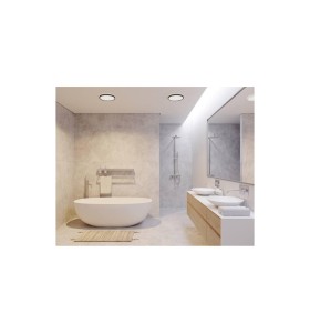 Plafon sufitowy OJA NORDLUX 1x19W LED Czarny w nowoczesnej łazience.