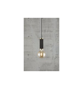 Lampa Wisząca Nordlux E27 40W Metal Czarny/Mosiądz na tle betonowej ściany.