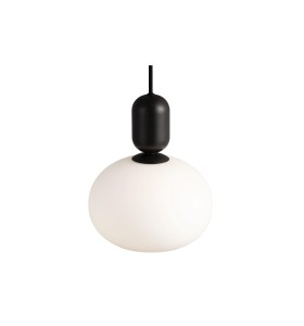 Lampa Wisząca Notti Nordlux E27 40W Czarny, nowoczesny czarny klosz z białą kulą.