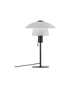 Lampa Stołowa Nordlux E27 15W Czarny, nowoczesny design, biały klosz.