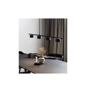 Lampa Wisząca Nordlux LED Metal Czarny nad stołem w nowoczesnej jadalni