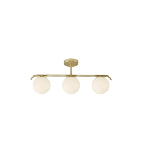 Lampa Wisząca Nordlux E14 25W Metal Mosiądz z trzema szklanymi kloszami.