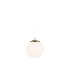 Lampa Wisząca Nordlux E27 25W Mosiądz z białym kloszem.
