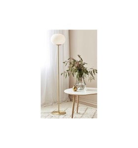 Lampa Podłogowa Nordlux E27 25W Metal Mosiądz w nowoczesnym wnętrzu