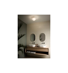 Lampa sufitowa Plafon ALTON NORDLUX 1x25W E27 Beż Szkło zamontowana na suficie w nowoczesnej łazience.