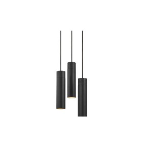 Lampa Wisząca Nordlux GU10 15W Metal Czarny, trzy cylindryczne żyrandole.