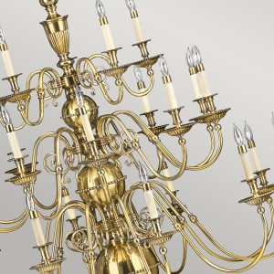 Lampa wisząca żyrandol Cambridge Elstead Lighting mosiądz złoty.