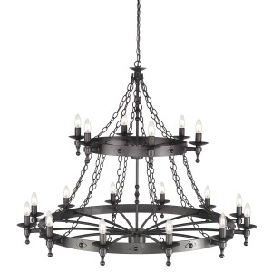 Lampa wisząca/żyrandol Warwick Elstead Lighting 18x60W E14 Żelazo Grafit.