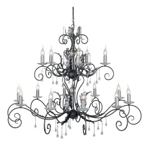 Lampa wisząca/żyrandol Amarilli Elstead Lighting 15x60W E14 Stal Czarny z ozdobnymi żarówkami.