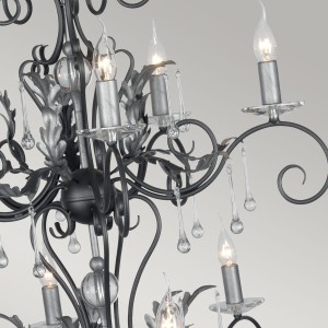 Lampa wisząca/żyrandol Amarilli Elstead Lighting 15x60W E14 Stal Czarny z ozdobnymi żarówkami.