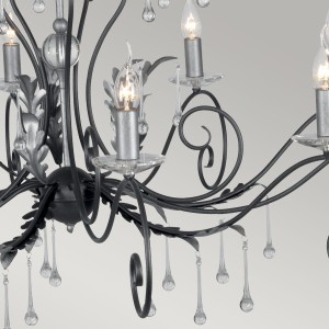 Żyrandol Amarilli Elstead Lighting 15x60W E14 Stal Czarny z ozdobnymi kryształami.