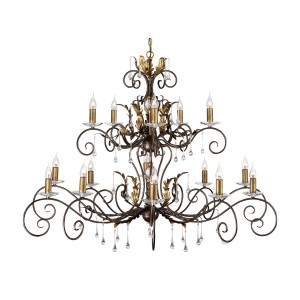 Lampa wisząca Żyrandol Amarilli AML15-BRONZE Elstead Lighting 15x60W E14 Stal Brązowy