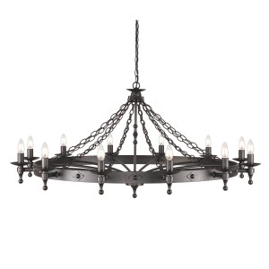 Lampa wisząca/żyrandol Warwick Elstead Lighting 12x60W E14 żelazo grafit.