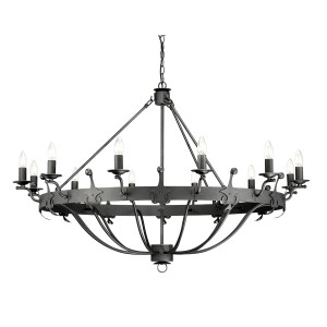 Lampa wisząca żyrandol Windsor Elstead Lighting 12x60W E14 Stal Czarny.