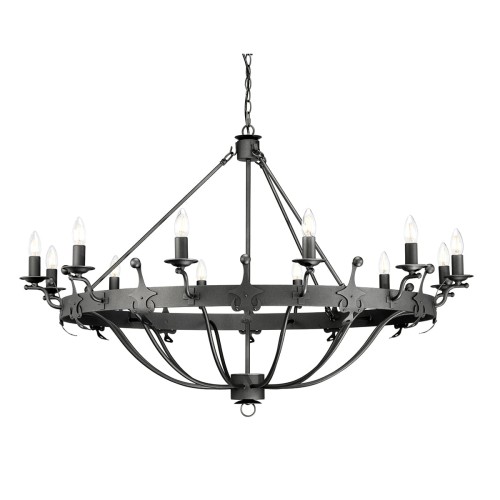 Lampa wisząca Żyrandol Windsor WINDSOR12-GR Elstead Lighting 12x60W E14 Stal Czarny