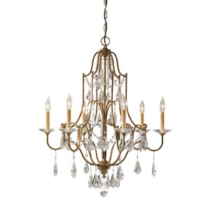 Lampa wisząca/żyrandol Valentina Elstead Lighting 6x60W E14 Stal Brązowy – elegancki żyrandol z kryształowymi wisiorami.