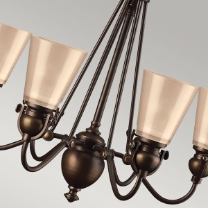 Lampa wisząca/żyrandol Mayflower Elstead Lighting 6x60W E27 Stal Brązowy z kremowymi kloszami.