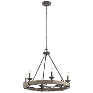 Lampa wisząca/żyrandol Taulbee Elstead Lighting 6x60W E14 Drewno Grafit.