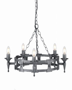 Lampa wisząca/żyrandol Saxon Elstead Lighting 5x60W E14 Żelazo Grafit.