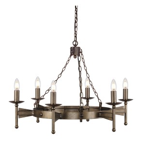 Lampa wisząca/żyrandol Cromwell Elstead Lighting 6x60W E14 Żelazo Brązowy.