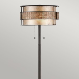 Lampa stojąca Laguna Elstead Lighting 2x60W E27 Metal Brązowy, elegancka lampa z dekoracyjnym abażurem.