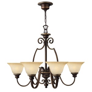 Lampa wisząca/żyrandol Cello Elstead Lighting 6x60W E27 Stal Brązowy z sześcioma matowymi kloszami.