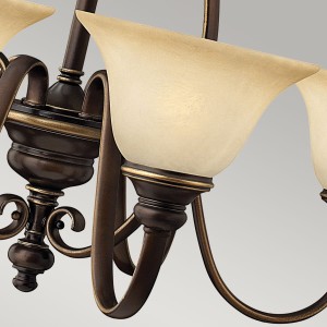 Lampa wisząca/żyrandol Cello Elstead Lighting 6x60W E27 Stal Brązowy z kremowymi kloszami.