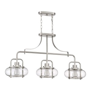 Lampa wisząca/żyrandol Trilogy Elstead Lighting 3x60W E27 Metal Srebrny z trzema szklanymi kloszami.