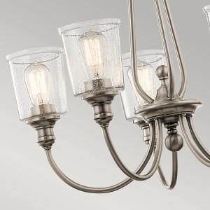Lampa wisząca/żyrandol Waverly Elstead Lighting, srebrna stal, szkło przeźroczyste.