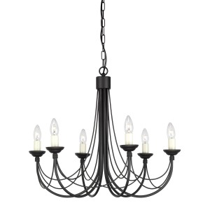 Lampa wisząca Carisbrooke Elstead Lighting czarna 6x60W E14.