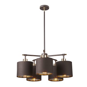 Lampa wisząca/żyrandol Balance Elstead Lighting 5x40W E27 Stal Brązowy, pięć abażurów.