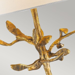 Lampa stojąca Audubon Park Elstead Lighting 1x100W E27 Stal Mosiądz z detalem złotych liści.