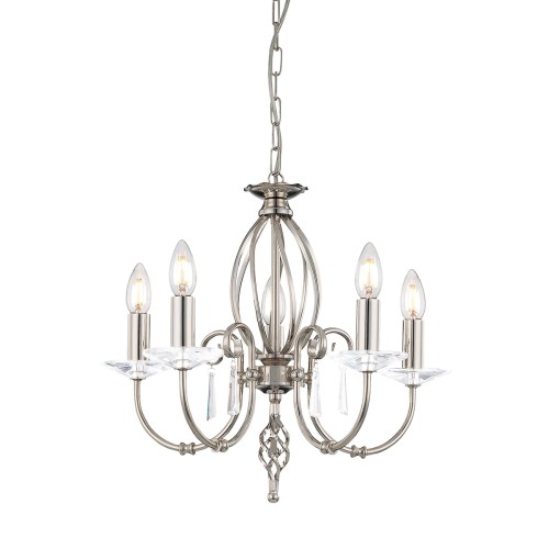 Lampa wisząca Żyrandol Aegean AG5-POL-NICKEL Elstead Lighting 5x60W E14 Stal Srebrny