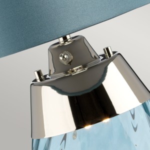 Lampa stojąca Lena Elstead Lighting 1x60W E27 Metal Niebieski zbliżenie abażuru i oprawy.
