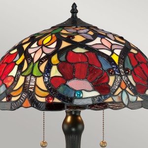 Lampa stojąca Larissa Elstead Lighting 2x60W E27 Metal Wielokolorowy w stylu witrażowym.