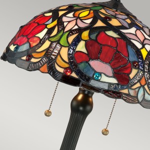 Lampa stojąca Larissa Elstead Lighting 2x60W E27 Metal Wielokolorowy, witrażowy abażur.