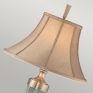 Lampa stojąca Monteverde Elstead Lighting z ceramiczną podstawą i wielokolorowym abażurem.