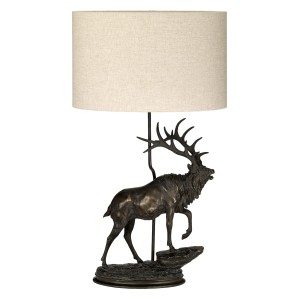Lampa stojąca Angus Elstead Lighting z figurką jelenia, brązowa, E27, 1x40W.