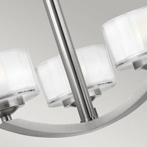 Lampa sufitowa/żyrandol Meridian Elstead Lighting 3x3W LED G9 Stal Srebrny z białymi kloszami.
