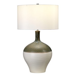 Lampa stojąca Eden Park Elstead Lighting, ceramika wielokolorowa, z białym abażurem.