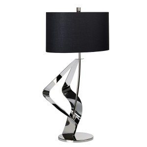 Lampa stojąca Ribbon Elstead Lighting 1x60W E27 Stal Chrom z czarnym abażurem.