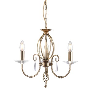 Lampa wisząca/żyrandol Aegean Elstead Lighting 3x60W E14 Stal Mosiądz.