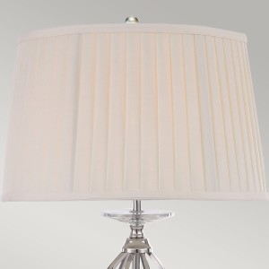 Lampa stojąca Aegean Elstead Lighting stal srebrny abażur biały.
