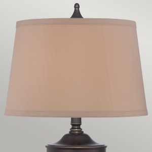 Lampa stojąca Dennison Elstead Lighting 1x100W E27 Metal Brązowy z beżowym abażurem.
