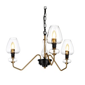 Lampa wisząca/żyrandol Armand Elstead Lighting 3x40W E14 Stal Czarny/Złoty z trzema kloszami.