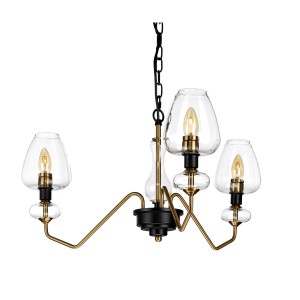 Lampa wisząca/żyrandol Armand Elstead Lighting 3x40W E14 Stal Czarny/Złoty z przezroczystymi kloszami.