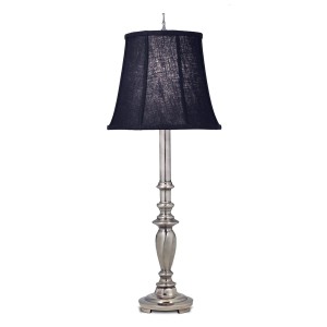 Lampa stojąca Maine Elstead Lighting 1x60W E27, srebrny metal, czarny abażur.