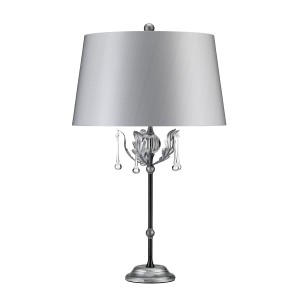 Lampa stojąca Amarilli Elstead Lighting szara z ozdobnymi kryształkami.