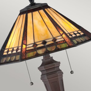 Lampa stojąca Arden Elstead Lighting 2x60W E27 Metal Brązowy z witrażowym kloszem.